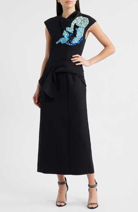 Acler Yelford Sequin Cap Sleeve Midi Dress