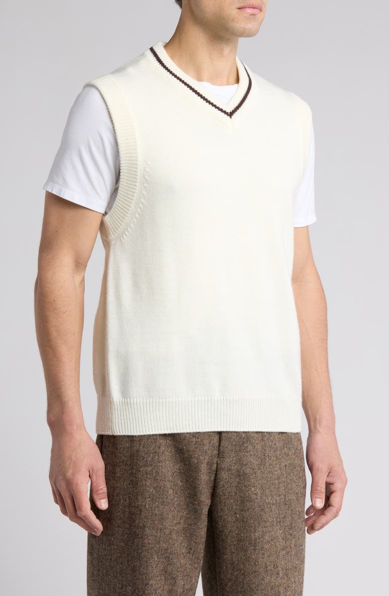 Elwood Townsend Tipped V-Neck Sweater Vest, Alternate, color, Off White