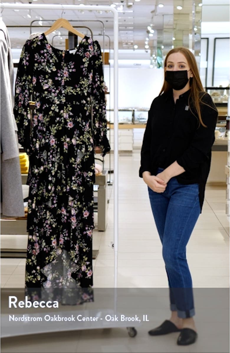 Floral Long Sleeve Tiered High/Low Dress, sales video thumbnail
