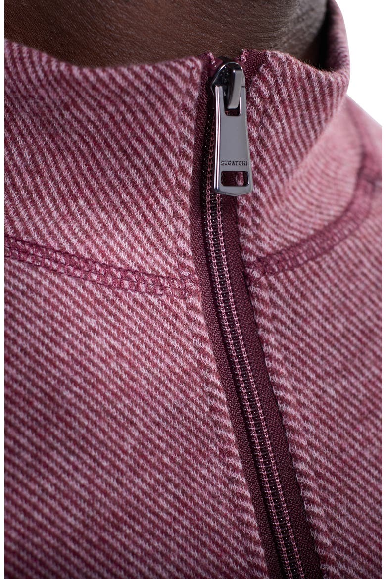 Brushed Cotton Blend Quarter Zip Pullover, Alternate, color, BURGUNDY