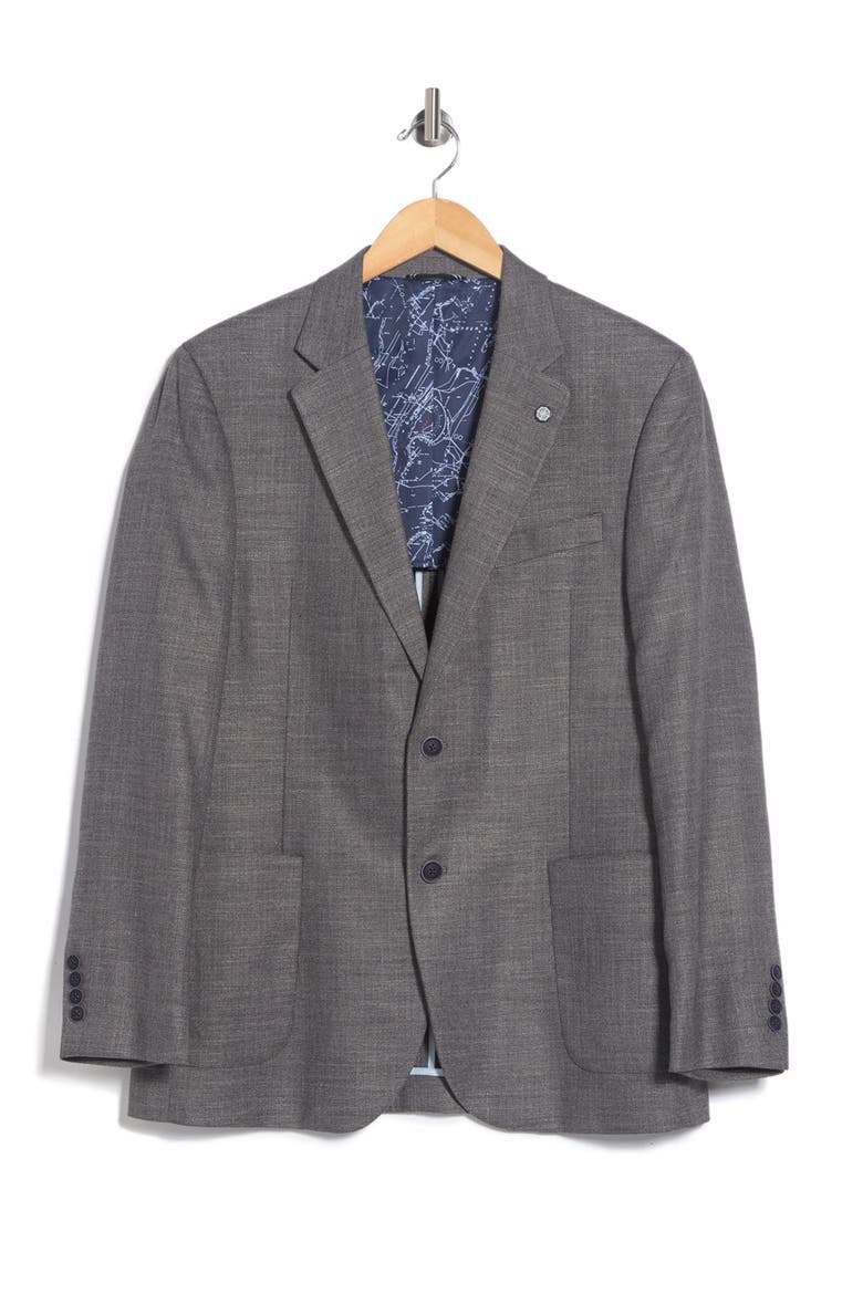 Notch Lapel Structured Weave Sport Coat, Alternate, color, GREY
