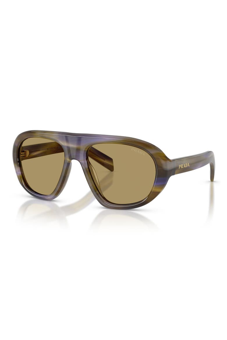 57mm Irregular Sunglasses, Alternate, color, STRIPED LAGUNA / GREEN OLIVE
