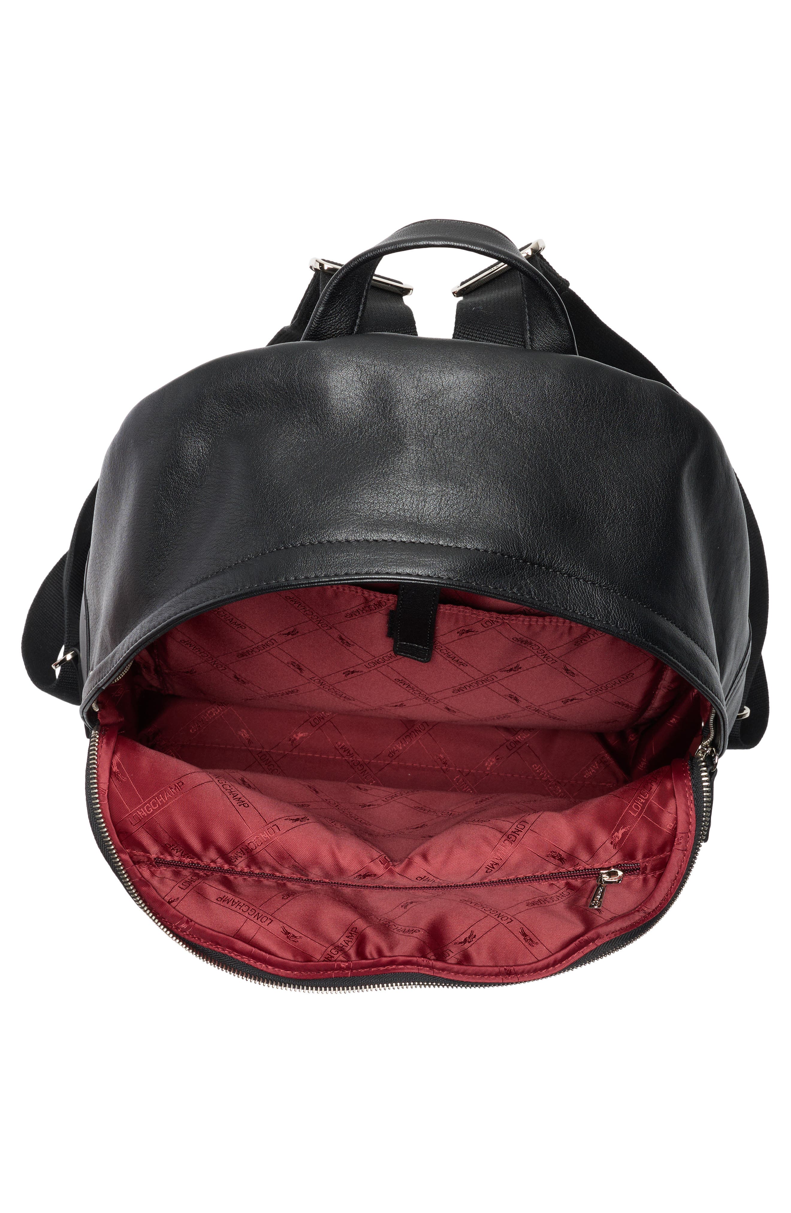 Longchamp Patchwork Leather Backpack, Alternate, color, Black