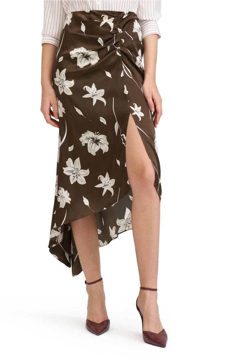 Lilysilk Vintage Midi Silk Floral Printed Skirt, Main, color, Lily White