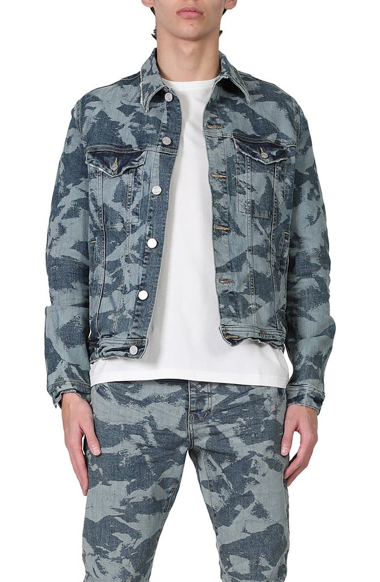 PURPLE BRAND Wrinkled Indigo Denim Trucker Jacket, Main, color, 