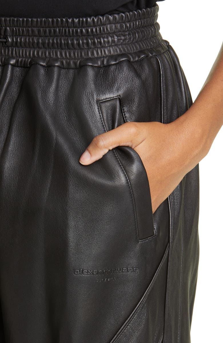 Alexander Wang Logo Lambskin Leather Track Pants, Alternate, color, 
