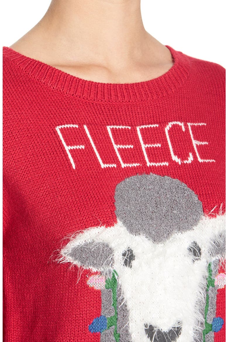 'Fleece Navidad' Graphic Christmas Sweater, Alternate, color, RED BTY FLCE NV