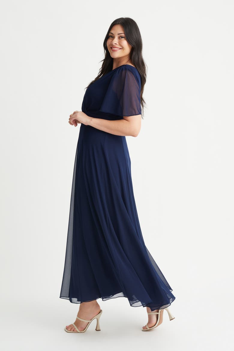 Isabelle Angel Sleeve Maxi Dress, Alternate, color, Solid Navy