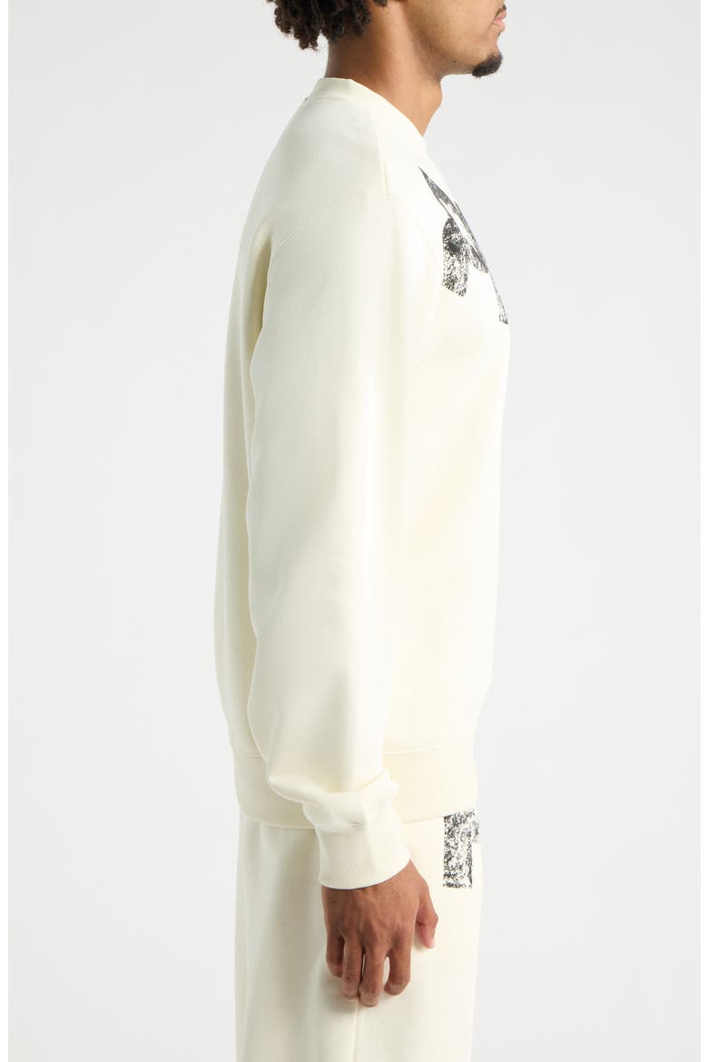 Logo Print Oversize Crewneck Sweatshirt, Alternate, color, SWEET CORN