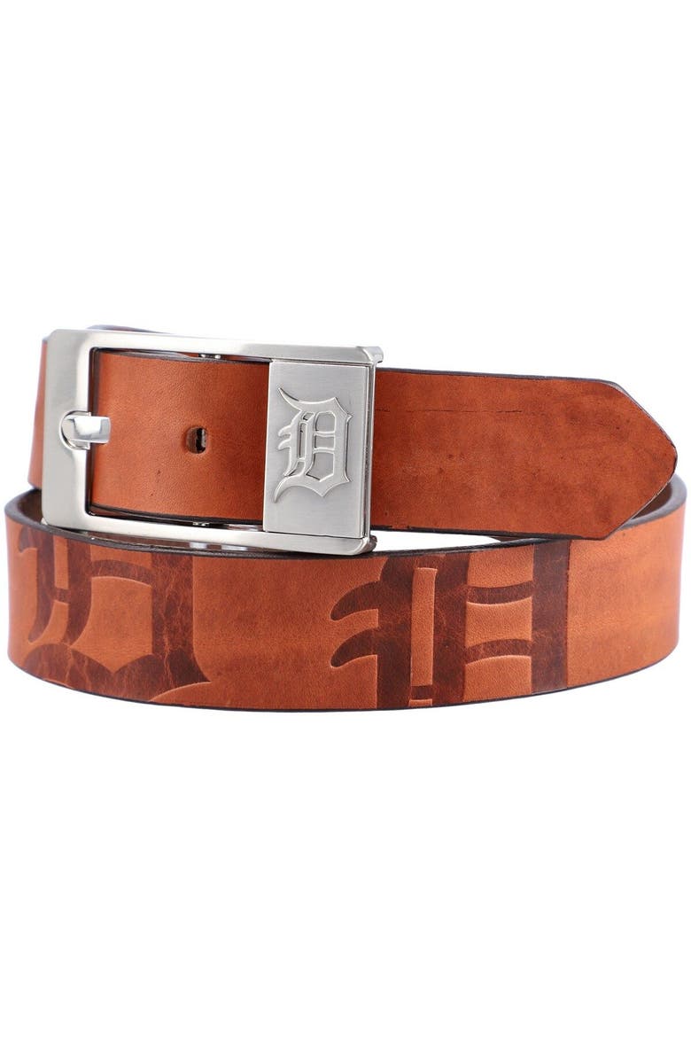 Men's Brown Detroit Tigers Brandish Leather Belt, Main, color, Brown