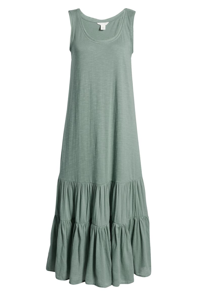 Mixed Media Drop Waist Maxi Dress, Alternate, color, GREEN TRELLIS