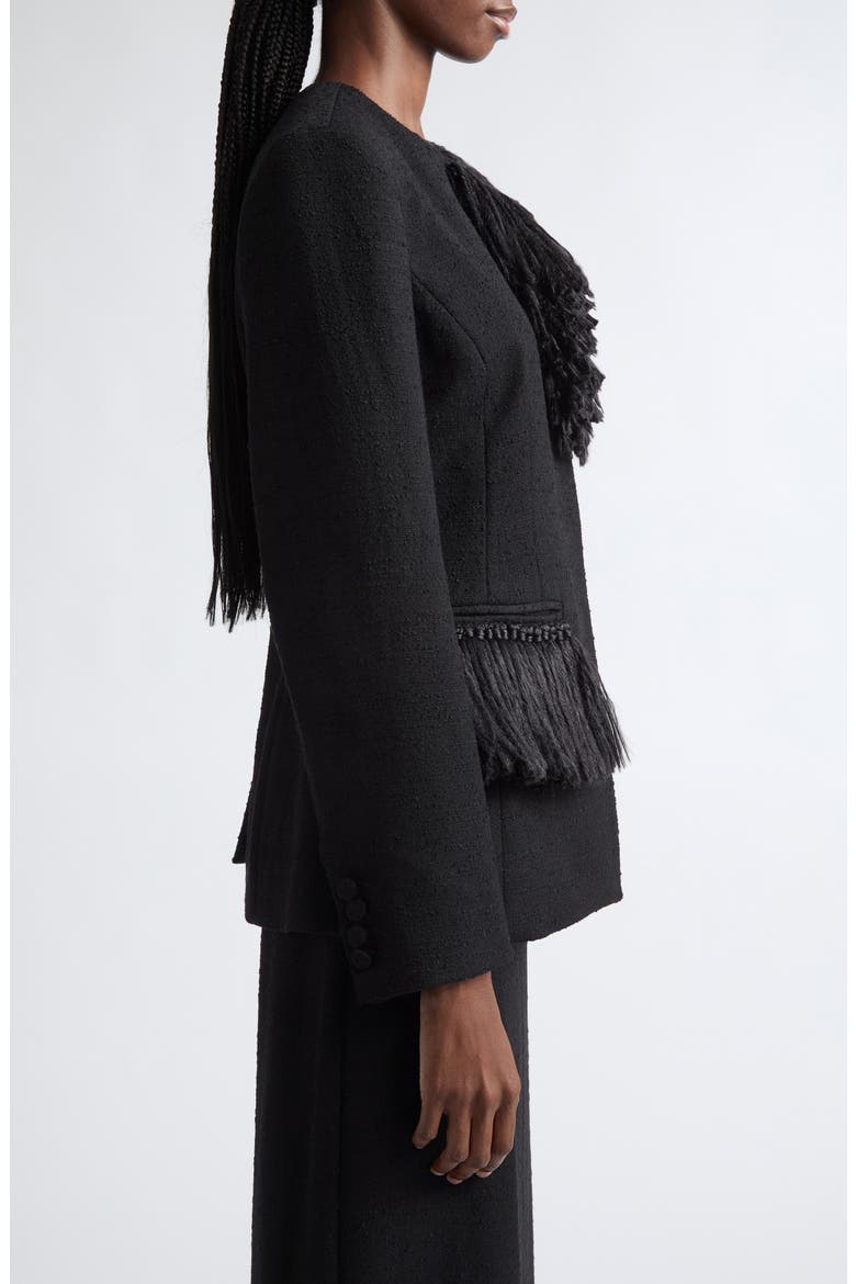 Matilde Virgin Wool Blend Fringe Jacket, Alternate, color, BLACK