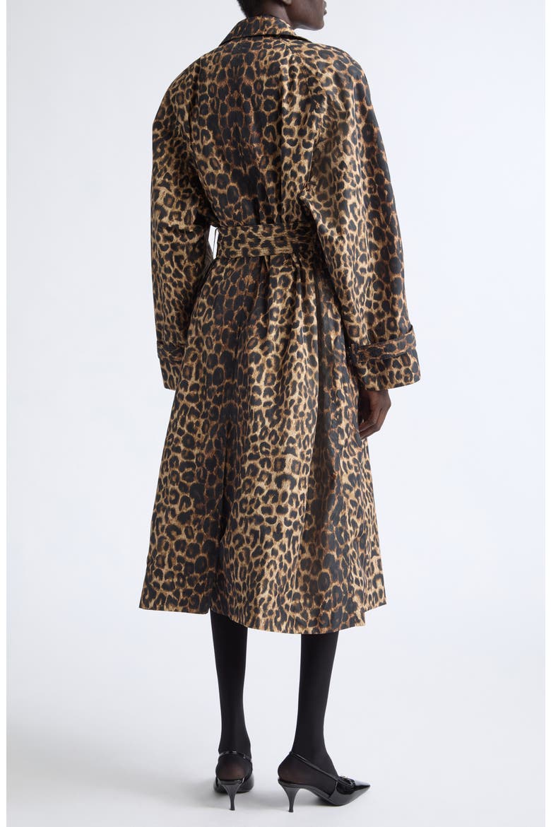 Leopard Print Nylon Trench Coat, Alternate, color, LEOPARD