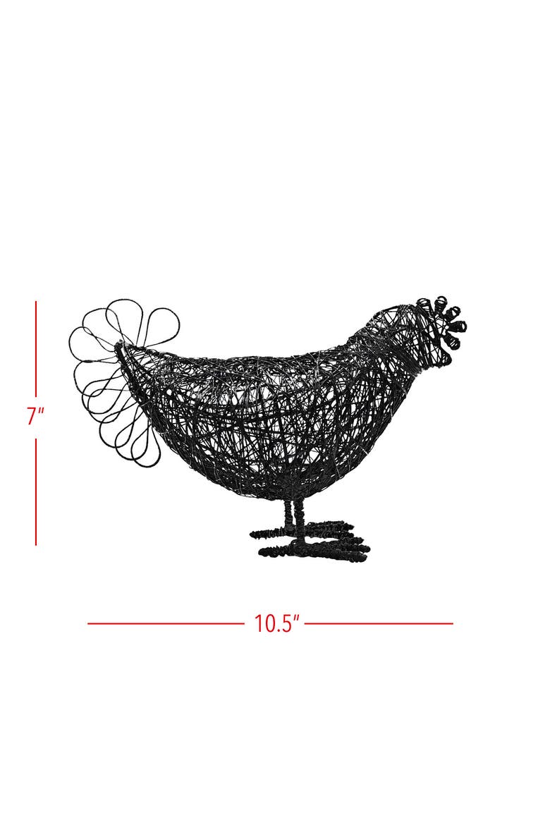 Wire Hen Bird Figure Black Metal, Alternate, color, Black