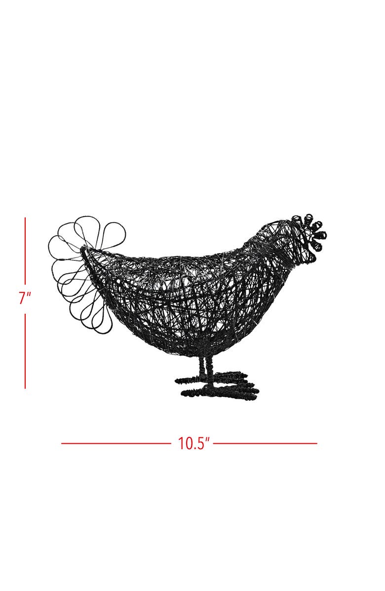 Foreside Home and Garden Wire Hen Bird Figure Black Metal, Alternate, color, Black