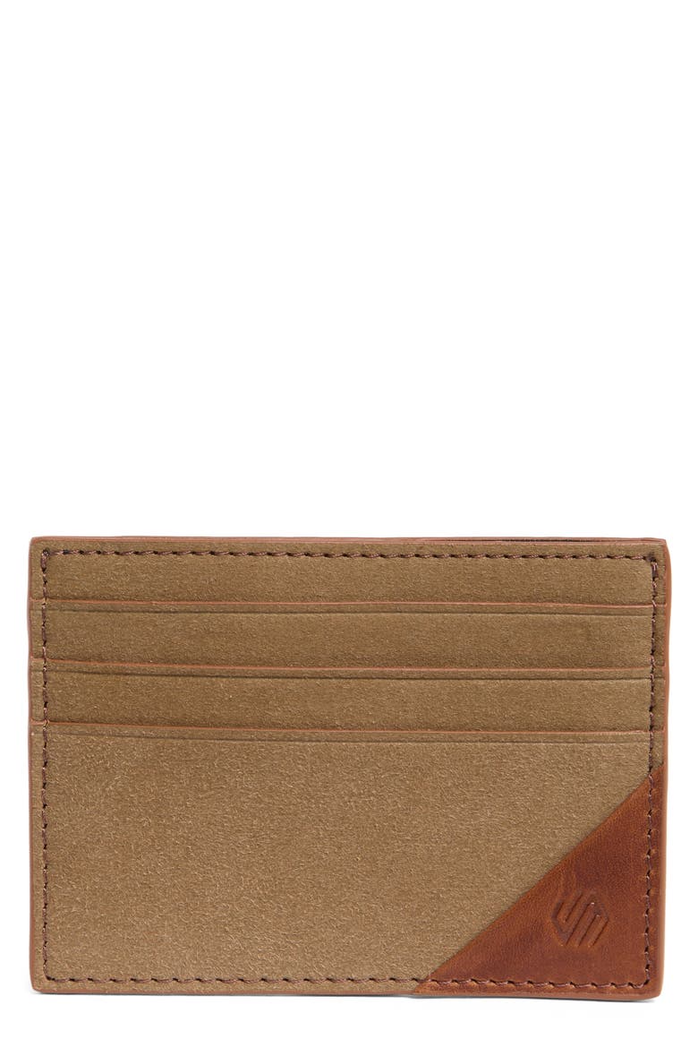 Antique Cotton & Leather Card Case, Main, color, CAMEL