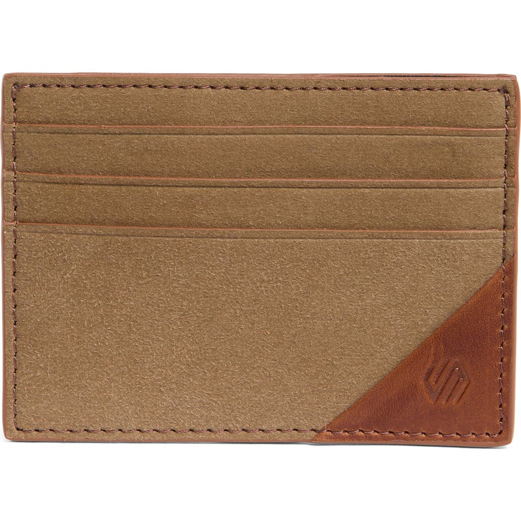 Johnston & Murphy Antique Cotton & Leather Card Case In Camel