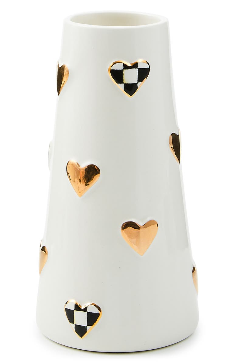 MACKENZIE CHILDS Courtly Check Short Heart Vase, Main, color, Courtly