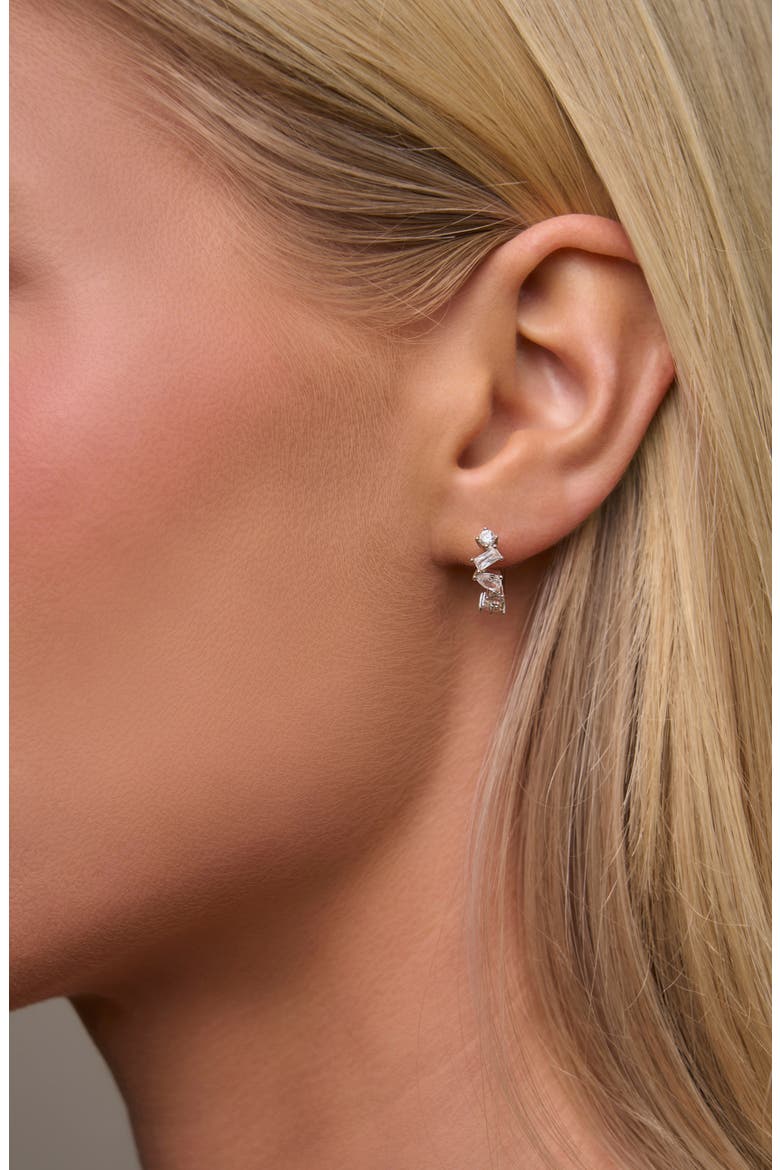 Mavis Huggie Hoop Earrings, Alternate, color, SILVER
