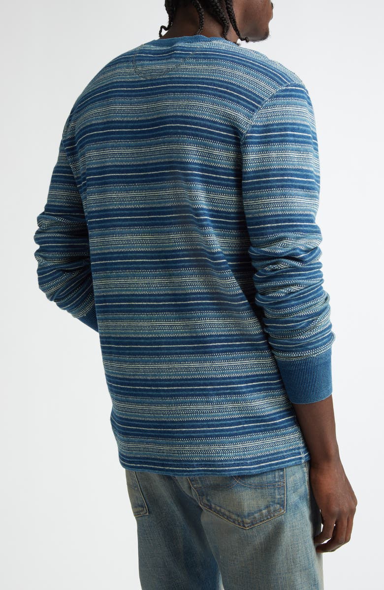 Double RL Indigo Stripe Jacquard Henley Shirt, Alternate, color, 