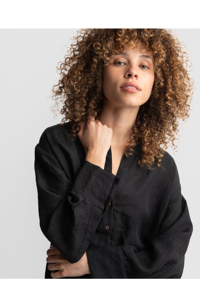 World of Crow Plus Easy fit Black Linen Tunic, Alternate, color, 