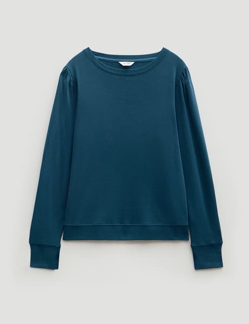 Hush Emily Puff Sleeve Cotton Jersey Top In Blue