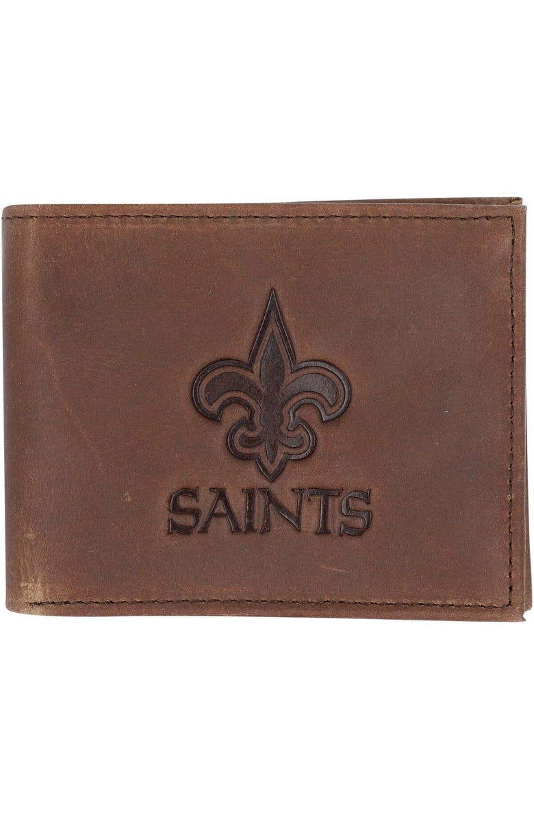 Evergreen Enterprises Brown New Orleans Saints Bifold Leather Wallet, Main, color,