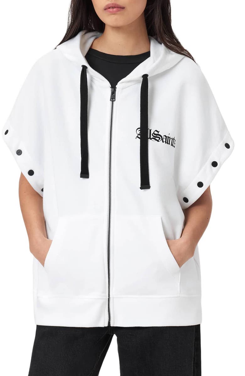 AllSaints Gig Amphia Zip Hoodie, Alternate, color, Optic White