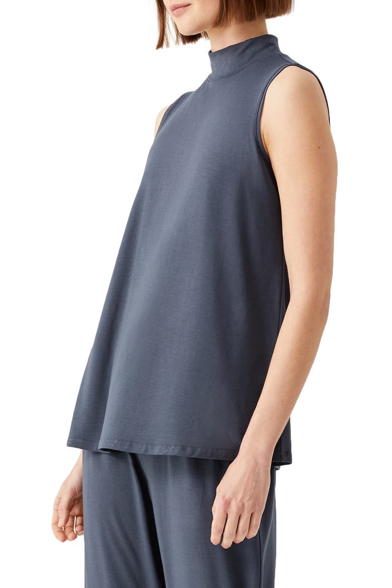 Sleeveless Mock Neck Top, Alternate, color, OCEAN