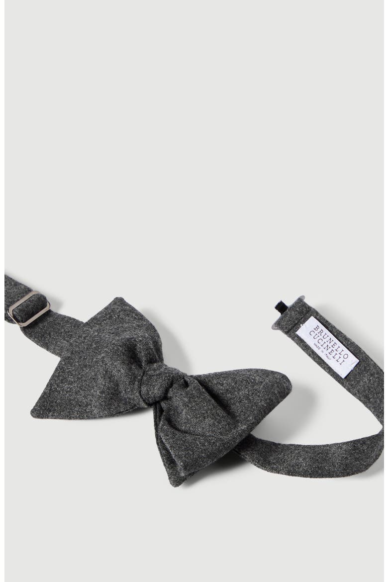 Cashmere and silk lightweight flannel bow tie, Alternate, color, Slate
