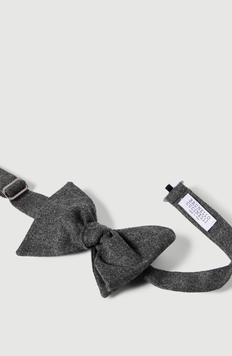 Brunello Cucinelli Cashmere and silk lightweight flannel bow tie, Alternate, color, Slate