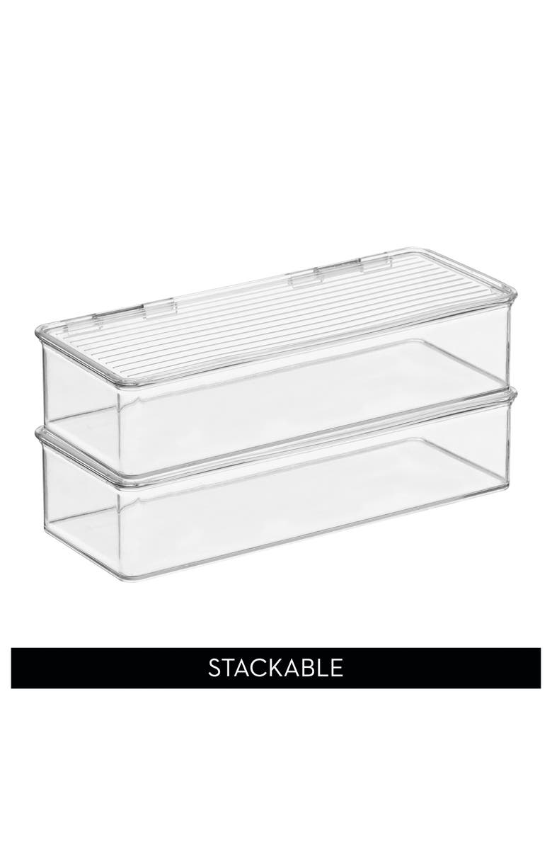 iDesign Stackable Hinged-Lid Pantry Storage Box - Set of 4 - Clear, Alternate, color, Clear