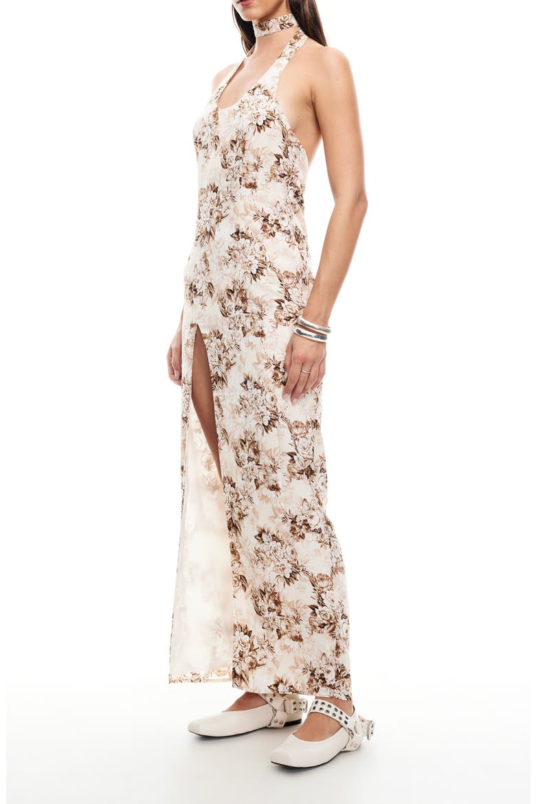 Westwood Floral Choker Halter Maxi Dress, Alternate, color, CHOCOLATE FLORAL