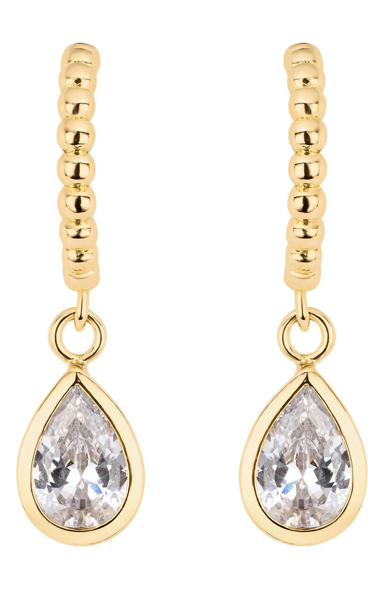 ATHRA LUXE The Beaded Pear Drop Huggie Earrings, Main, color, 