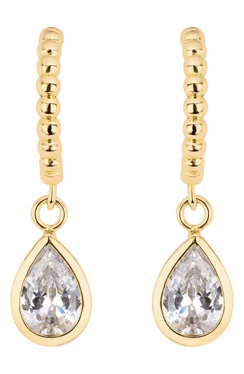 The Beaded Pear Drop Huggie Earrings
