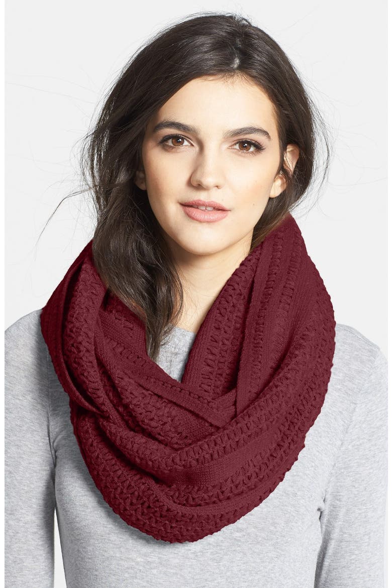 'Cross Stitch' Infinity Scarf, Main, color, WINE WOOD