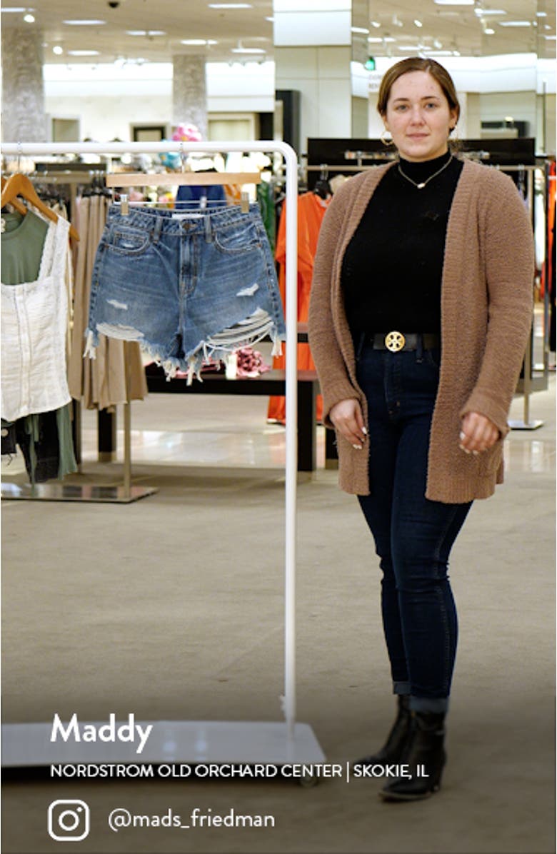 High Waist Distressed Cutoff Denim Shorts, sales video thumbnail