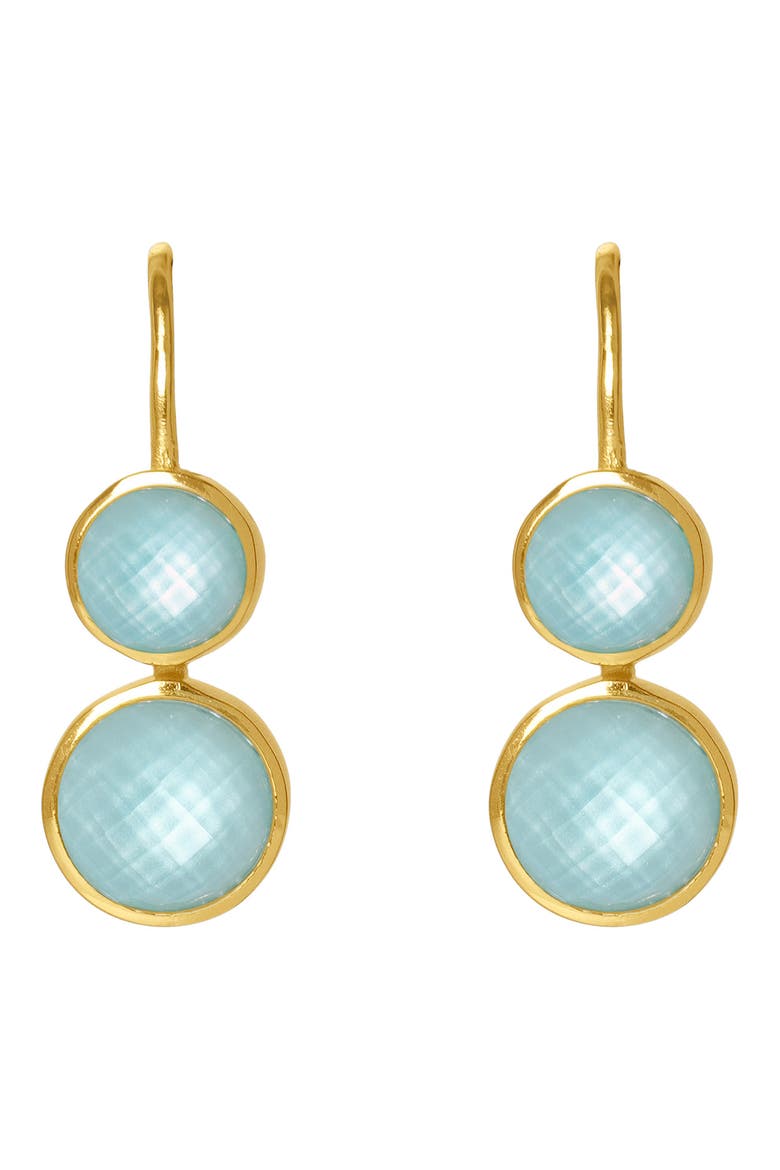 Tulum Double Droplet Earrings, Alternate, color, IRIDESCENT SKY BLUE/ GOLD