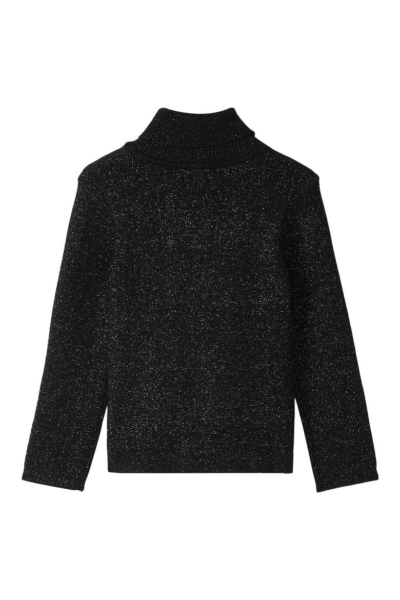 Kids' Glitter Turtleneck Top, Alternate, color, BLACK
