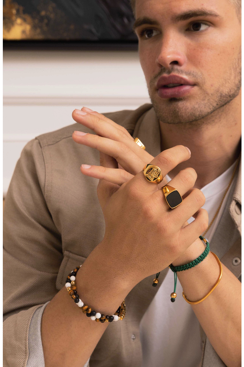Gold Signet Ring, Alternate, color, Gold / Black Onyx