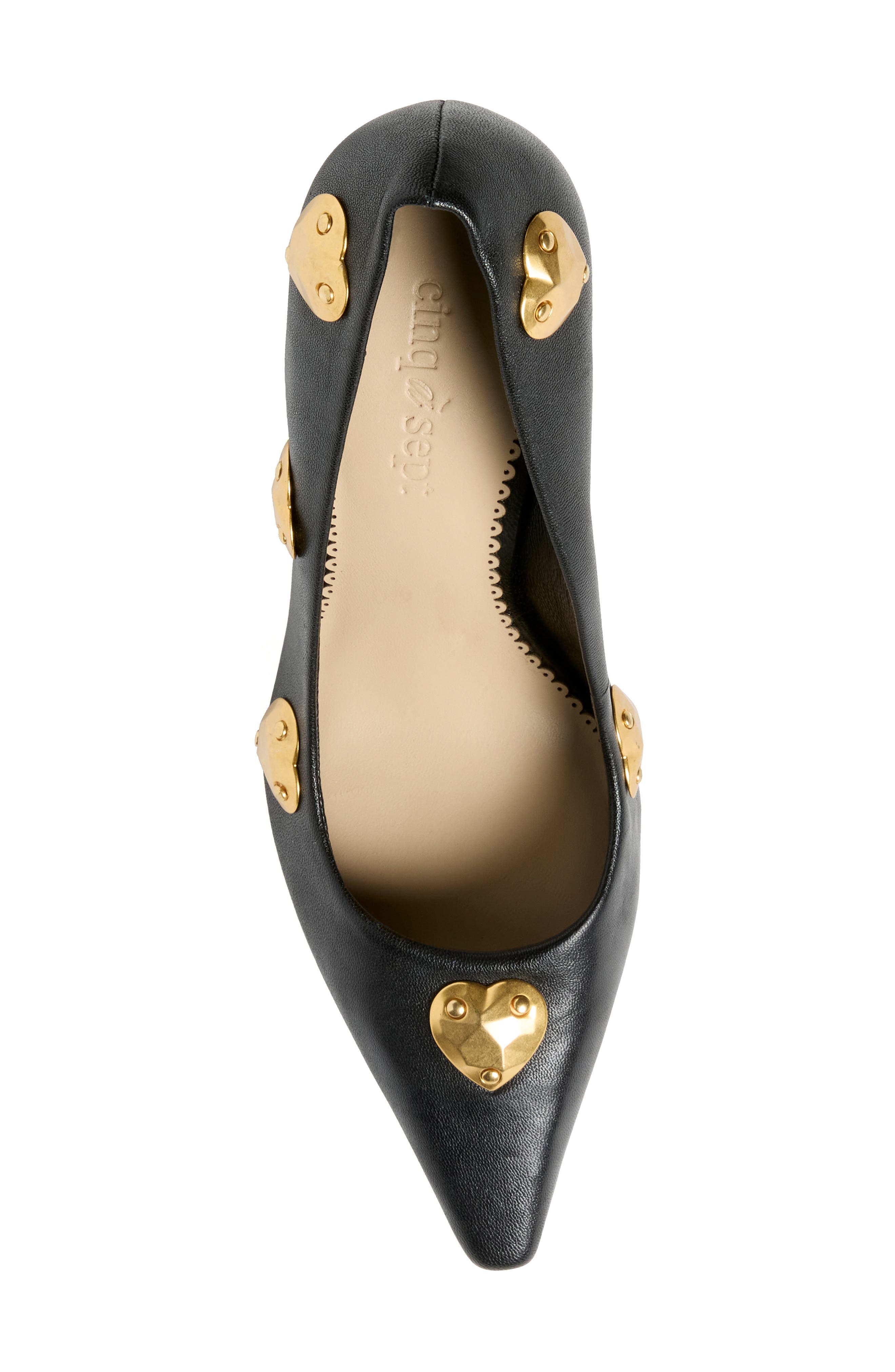 Cinq à Sept Luna Embellished Hearts Pump, Alternate, color, Black/ Gold