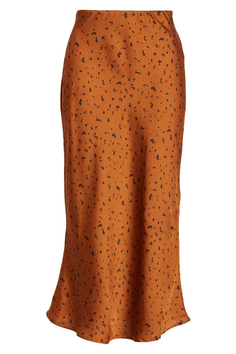 Animal Print Satin Midi Skirt, Alternate, color, BRONZE DOT