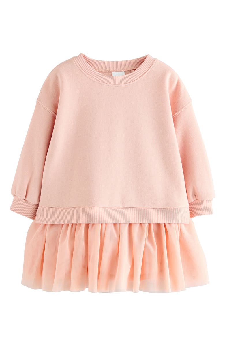 NEXT Kids' Mixed Media Sweatshirt Dress, Main, color, Pink