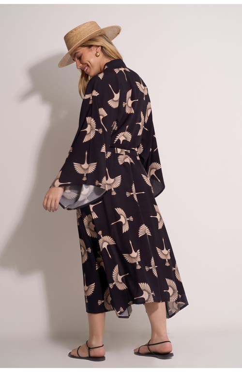 Gottex Beach Life Soar & Shore Robe Cover-up In Black