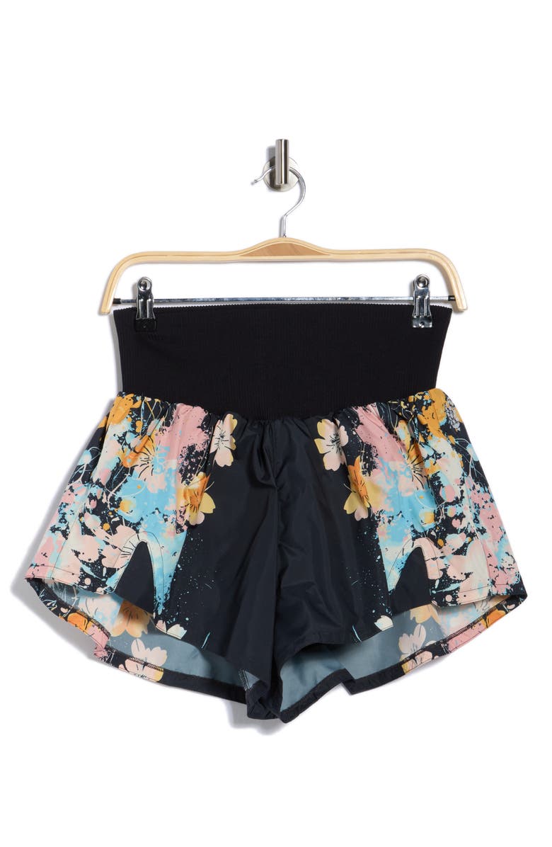 Free People FP Movement Carpe Diem Stripe Shorts, Alternate, color, Rose/ Hot Court Splatter