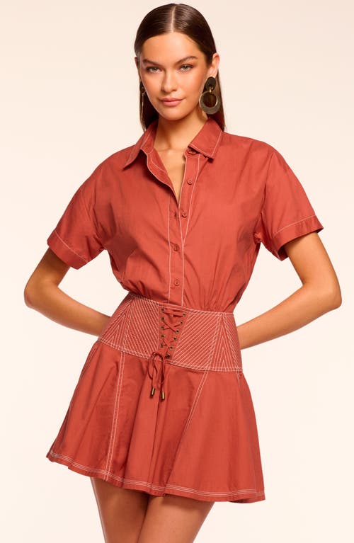 Ramy Brook Georgia Cotton Poplin Short Sleeve Mini Dress In Orange