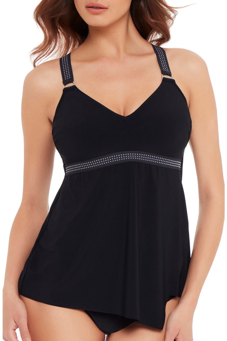 Star Studded Carly Halter Tankini Top, Main, color, BLACK