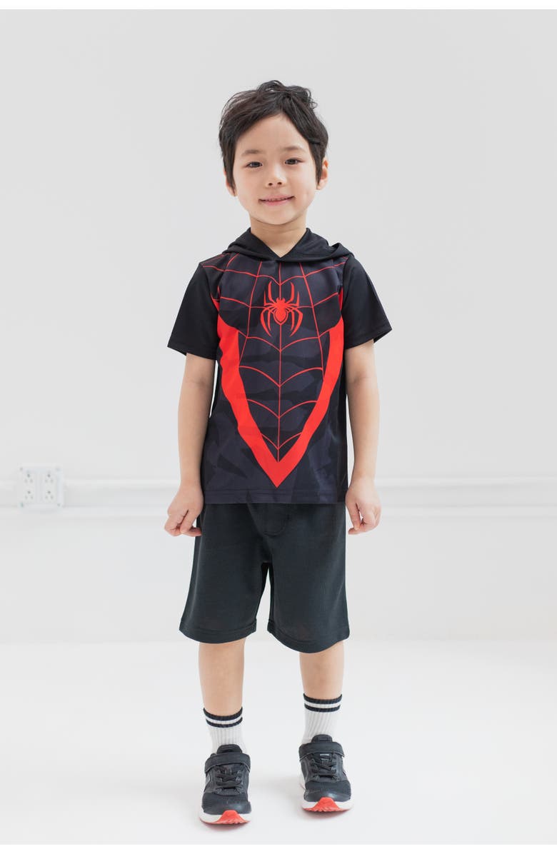Marvel Spider-Man Cosplay 2-Piece Hooded Tee and Shorts Set, Alternate, color, Black Red Spider Man