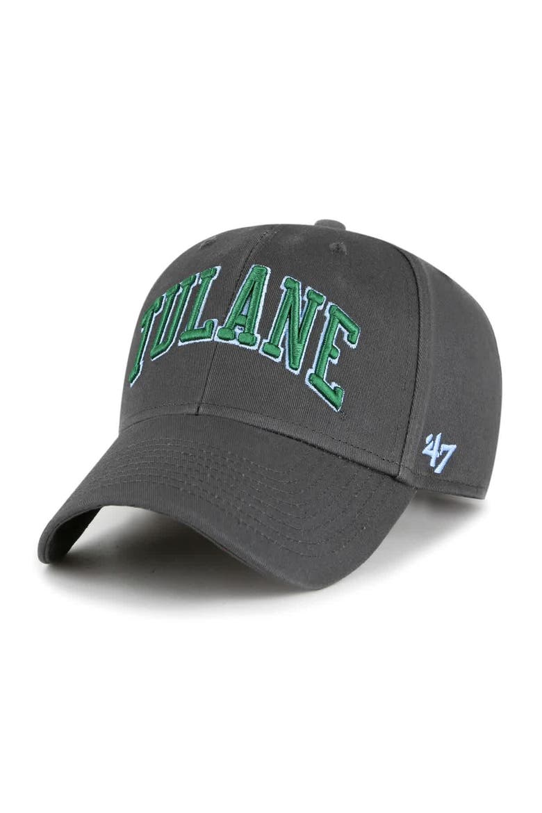 Men's '47  Charcoal Tulane Green Wave Legend Lone Script MVP Adjustable Hat, Main, color, Charcoal