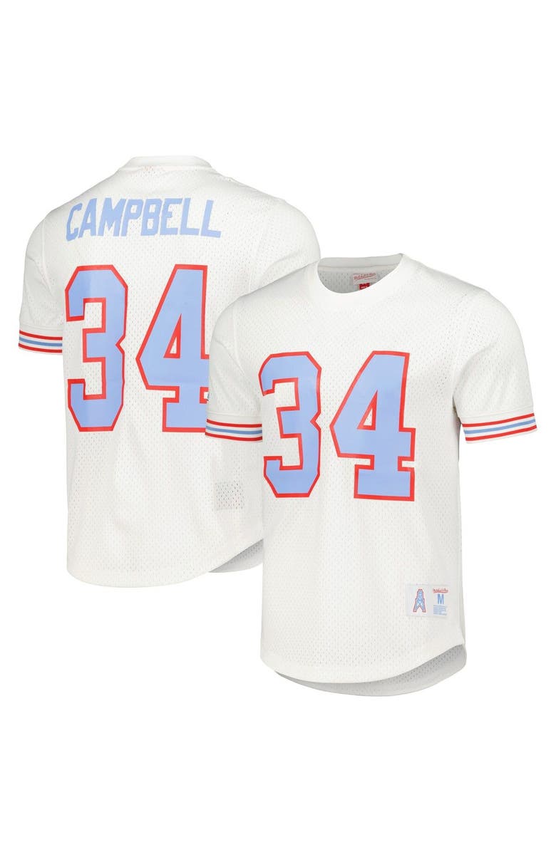 Mitchell & Ness Men's Mitchell & Ness Earl Campbell White Houston Oilers Gridiron Classics Retired Player Name & Number Mesh Top, Main, color, White